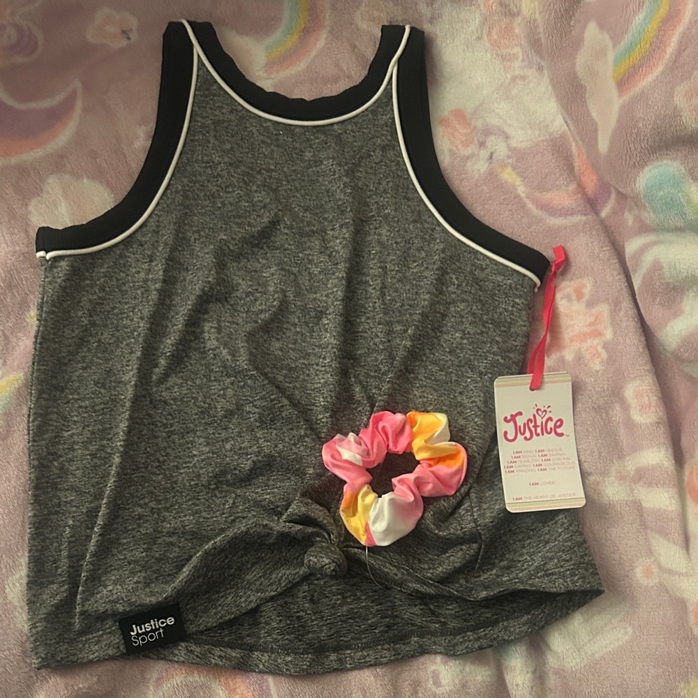 Justice Gray Tank Top with Black Trim